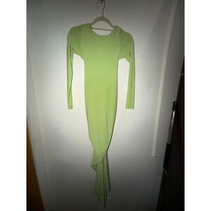 MELANI size XS long sleeve dress open back green